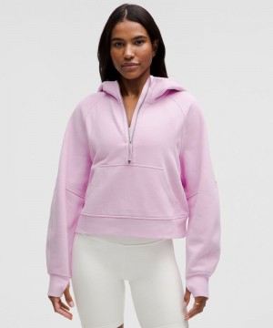 Φουτερ με Κουκουλα Lululemon Scuba Oversized Half-Zip γυναικεια ροζ | Greece-2514603