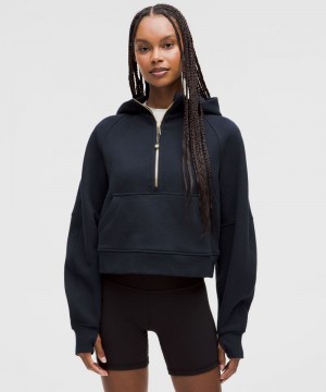 Φουτερ με Κουκουλα Lululemon Scuba Oversized Half-Zip γυναικεια σκουρο μπλε χρυσο χρωμα | Greece-2835760