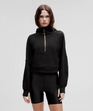 Φουτερ με Κουκουλα Lululemon Scuba Oversized Half-Zip γυναικεια μαυρα χρυσο χρωμα | Greece-2049356