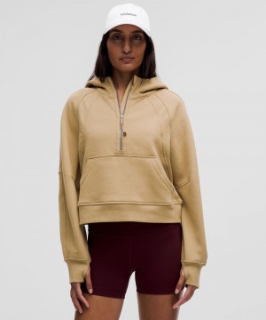 Φουτερ με Κουκουλα Lululemon Scuba Oversized Half-Zip γυναικεια καφε | Greece-7234085