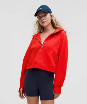 Φουτερ με Κουκουλα Lululemon Scuba Oversized Half-Zip γυναικεια κοκκινα | Greece-4570386