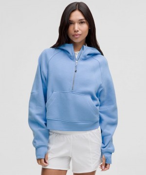 Φουτερ με Κουκουλα Lululemon Scuba Oversized Half-Zip γυναικεια μπλε | Greece-2643908