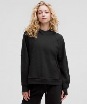 Φουτερ με Κουκουλα Lululemon Scuba Oversized Side-Slit γυναικεια μαυρα | Greece-3149705