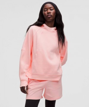 Φουτερ με Κουκουλα Lululemon Scuba Oversized Side-Slit γυναικεια ροζ | Greece-8579160