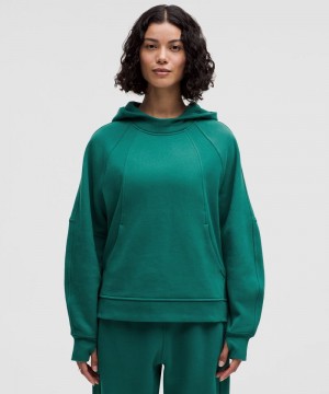Φουτερ με Κουκουλα Lululemon Scuba Oversized Side-Slit γυναικεια τυρκουάζ μπλε | Greece-6490135
