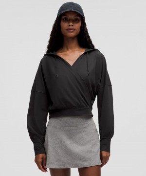 Φουτερ με Κουκουλα Lululemon Soft Jersey Relaxed Wrap-Front γυναικεια μαυρα | Greece-1957620
