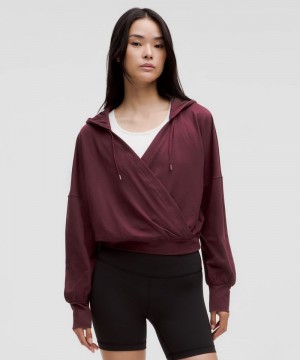Φουτερ με Κουκουλα Lululemon Soft Jersey Relaxed Wrap-Front γυναικεια σκούρο κοκκινα | Greece-6794305