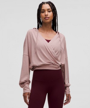 Φουτερ με Κουκουλα Lululemon Soft Jersey Relaxed Wrap-Front γυναικεια ροζ ανοιχτο | Greece-0698451