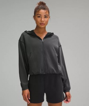 Φουτερ με Κουκουλα Lululemon Softstreme Full-Zip γυναικεια μαυρα | Greece-8416237