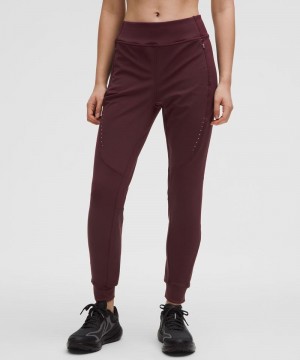 παντελονι jogger Lululemon Cold Weather High-Rise Running γυναικεια σκούρο κοκκινα | Greece-9387250