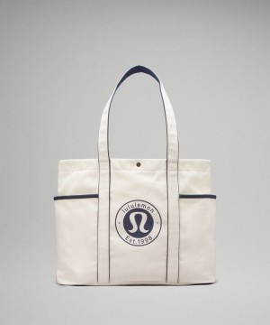 τσάντεσ tote Lululemon Daily Multi-Pocket Canvas 20L γυναικεια Μπεζ σκουρο μπλε | Greece-9175346